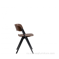 Пластиковая нога X-Chair с изогнутым деревянным сиденьем и спинкой